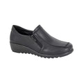 Black - Front - Boulevard Womens-Ladies Twin Zip Loafers