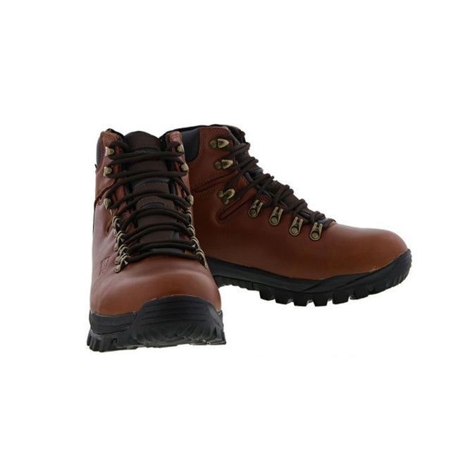 Conker Brown - Close up - Johnscliffe Mens Canyon Leather Superlight Hiking Boots