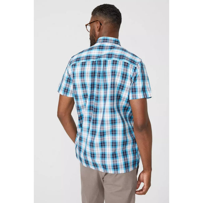 Blue - Back - Maine Mens Checked Shirt
