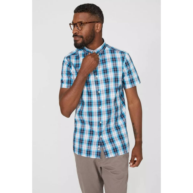 Blue - Side - Maine Mens Checked Shirt