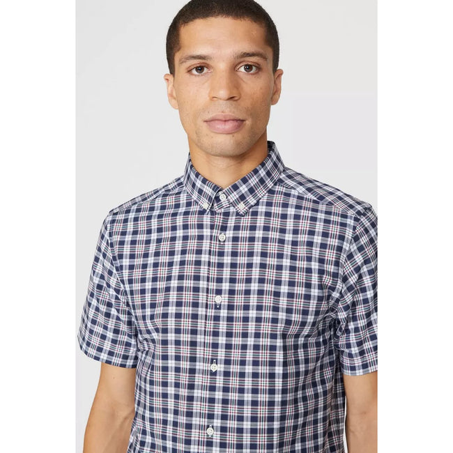 Burgundy - Side - Maine Mens Checked Shirt