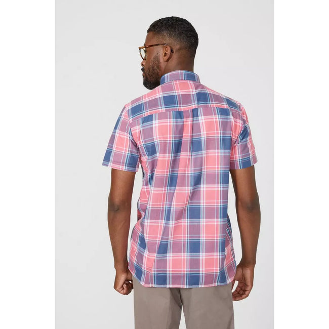 Pink - Back - Maine Mens Checked Shirt