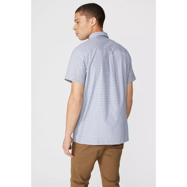 Navy - Back - Maine Mens Mini Check Shirt