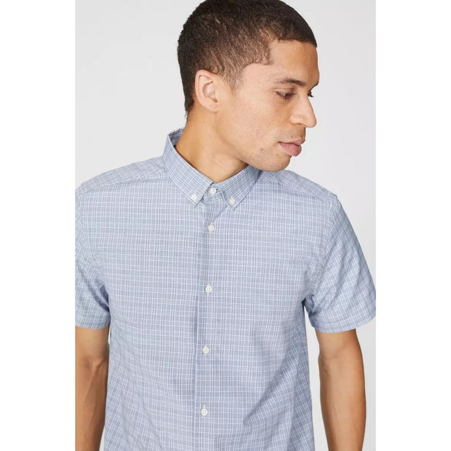 Navy - Side - Maine Mens Mini Check Shirt