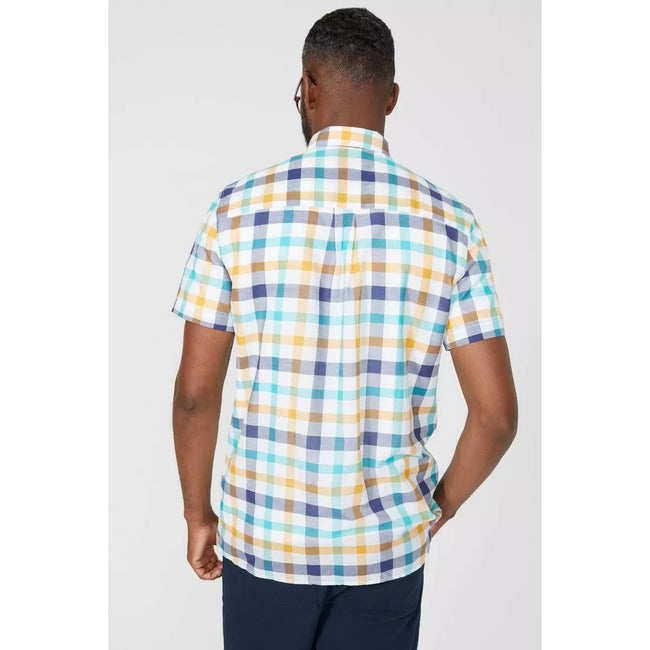 Orange - Back - Maine Mens Checked Shirt