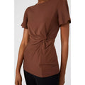 Chocolate - Side - Principles Womens-Ladies Knotted Flutter Top