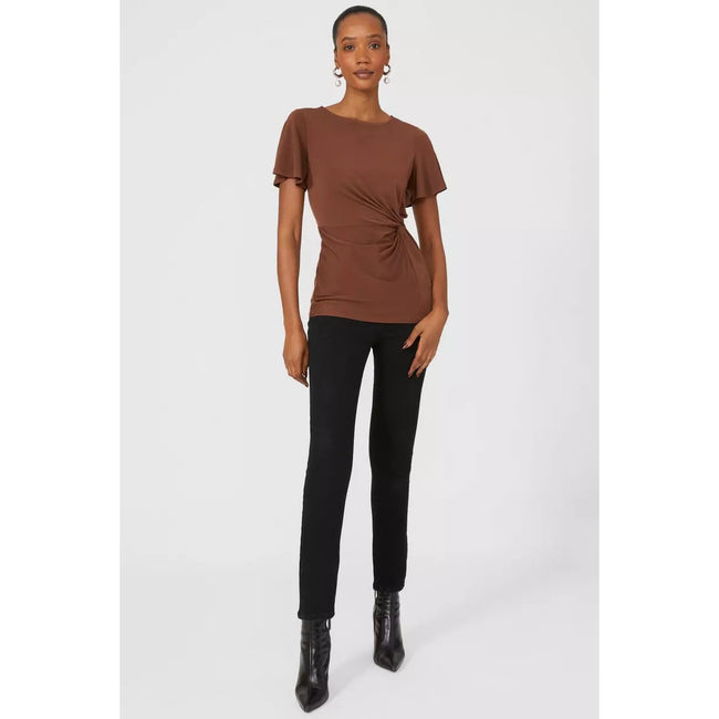 Chocolate - Lifestyle - Principles Womens-Ladies Knotted Flutter Top