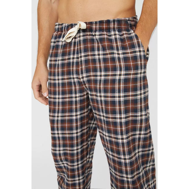 Brown - Side - Debenhams Mens Brushed Twill Checked Lounge Pants