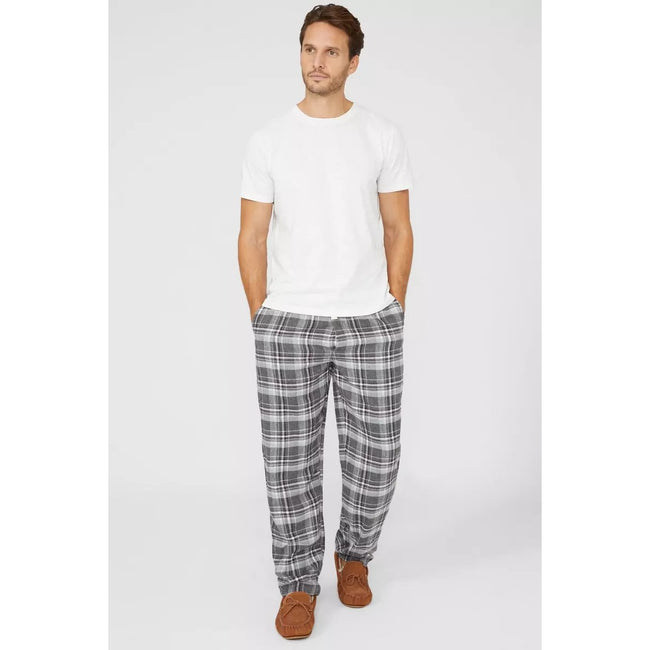 Gray - Pack Shot - Debenhams Mens Herringbone Checked Lounge Pants