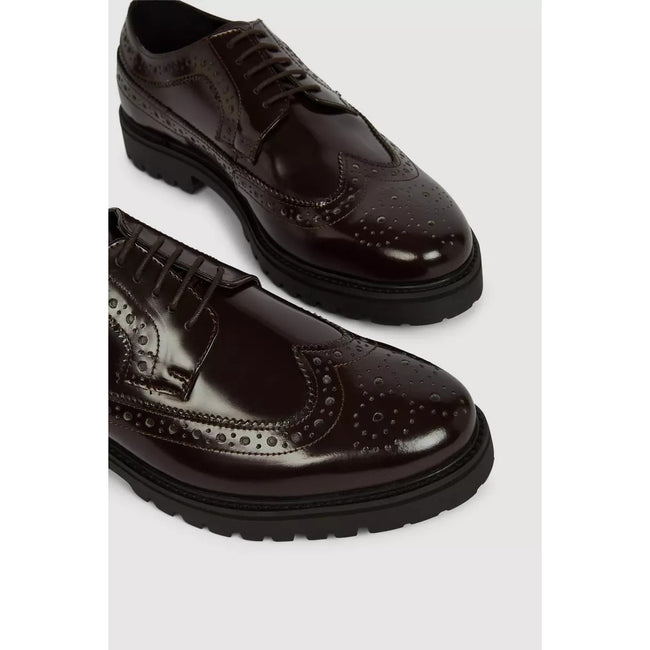Burgundy - Side - Debenhams Mens Harris Leather Brogues