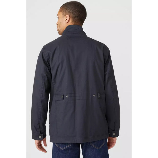 Navy - Pack Shot - Maine Mens Waxed Funnel Neck Jacket