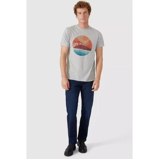 Dark Blue - Side - Mantaray Mens Washed Jeans