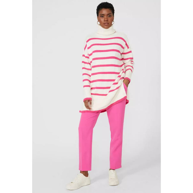 Fuchsia - Pack Shot - Principles Womens-Ladies Knitted Wool Roll Neck Sweater