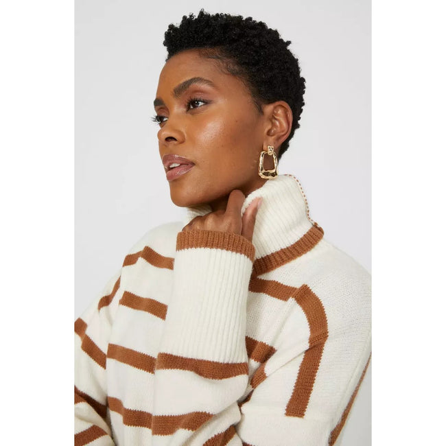 Coffee - Side - Principles Womens-Ladies Knitted Wool Roll Neck Sweater
