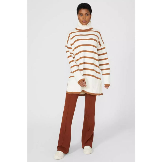 Coffee - Lifestyle - Principles Womens-Ladies Knitted Wool Roll Neck Sweater