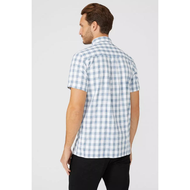 Mid Blue - Back - Maine Mens Classic Checked Shirt