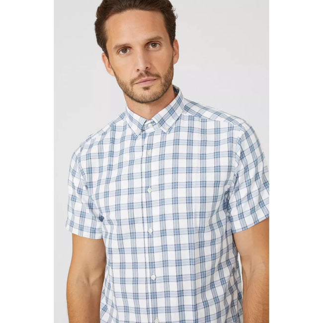 Mid Blue - Lifestyle - Maine Mens Classic Checked Shirt