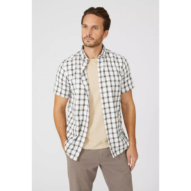 Navy - Side - Maine Mens Classic Checked Shirt