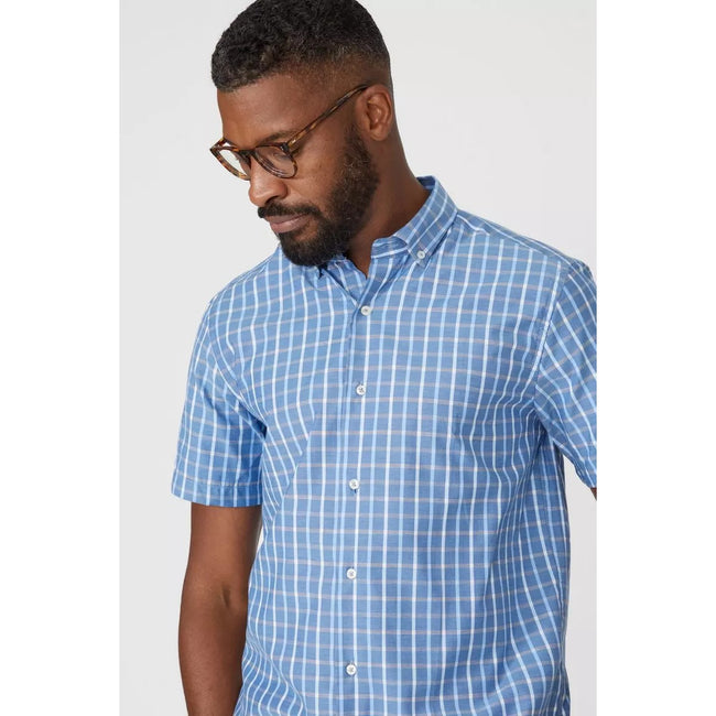 Aqua Blue - Side - Maine Womens-Ladies Checked Chambray Shirt