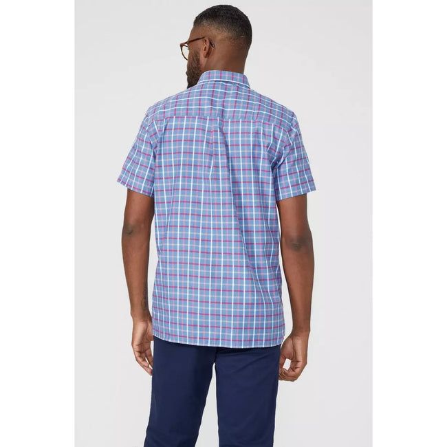 Pink - Back - Maine Womens-Ladies Checked Chambray Shirt