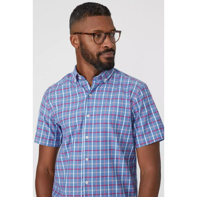 Aqua Blue - Pack Shot - Maine Womens-Ladies Checked Chambray Shirt