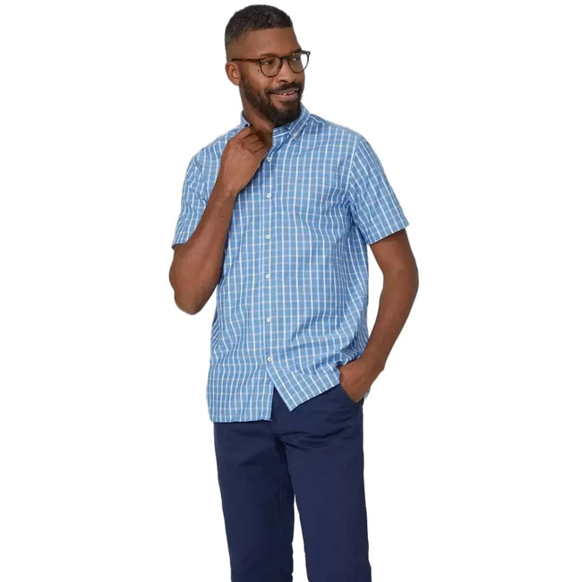 Aqua Blue - Front - Maine Womens-Ladies Checked Chambray Shirt