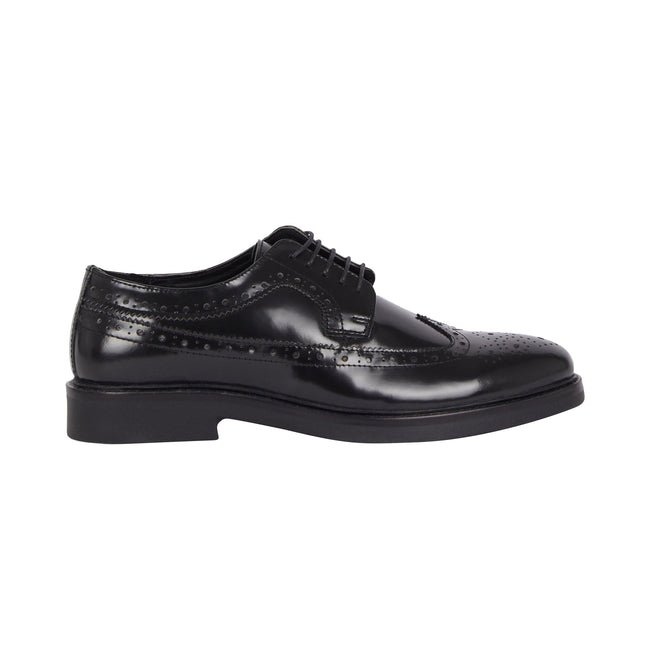 Black - Front - Debenhams Mens Miller Leather Brogues