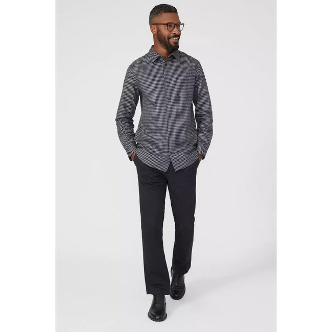 Dark Grey - Lifestyle - Maine Mens Gingham Long-Sleeved Shirt