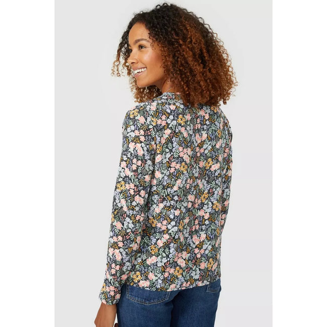 Black - Back - Maine Womens-Ladies Ditsy Print Wrap Top