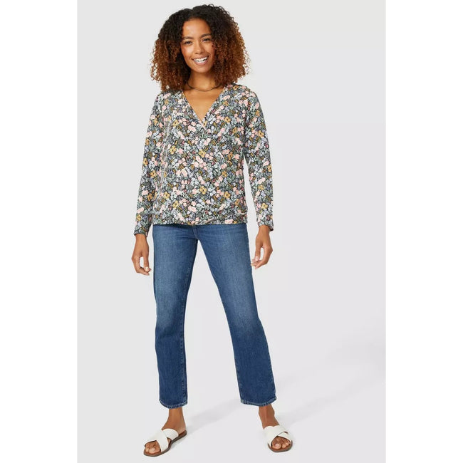 Black - Lifestyle - Maine Womens-Ladies Ditsy Print Wrap Top