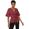 Burgundy - Front - Principles Womens-Ladies Spotted Front Tie Blouse