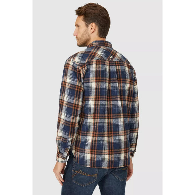 Oatmeal - Back - Mantaray Mens Checked Overshirt