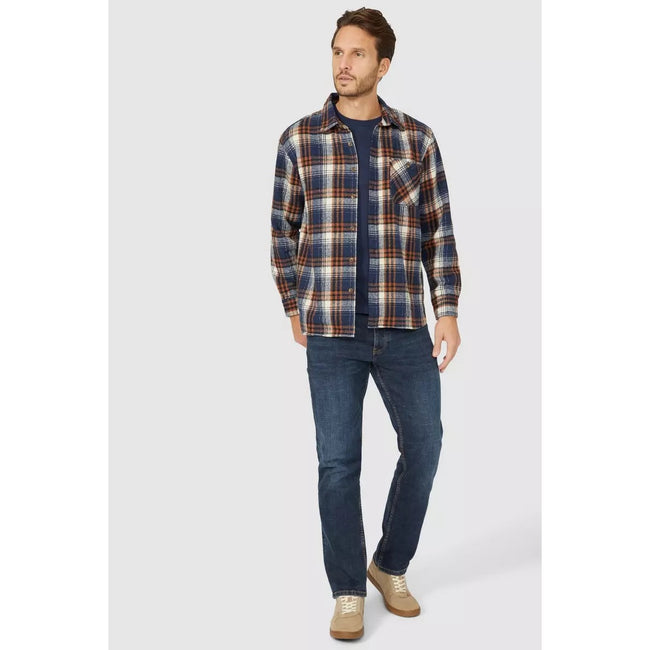 Oatmeal - Lifestyle - Mantaray Mens Checked Overshirt