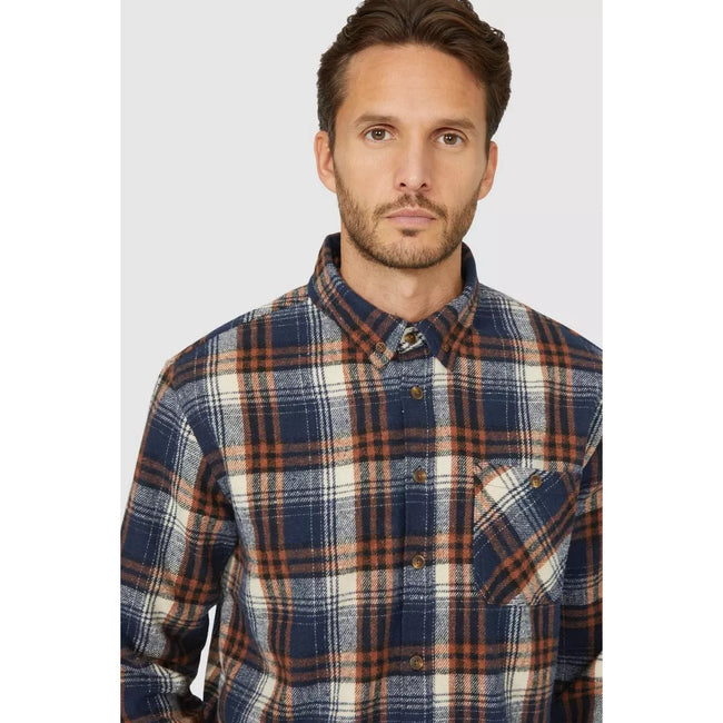 Oatmeal - Pack Shot - Mantaray Mens Checked Overshirt