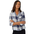 Navy - Front - Maine Womens-Ladies Checked Collared Roll Sleeve Shirt