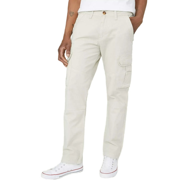 Natural - Front - Mantaray Mens Plain Cargo Pants