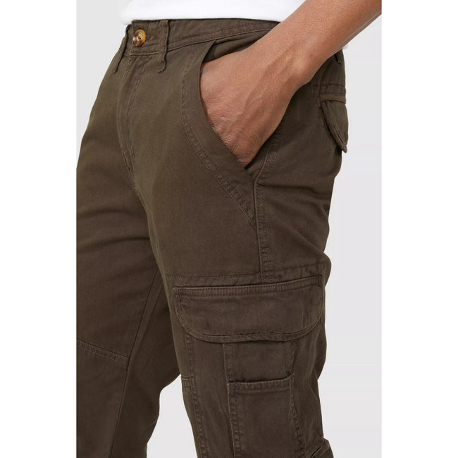 Dark Brown - Side - Mantaray Mens Plain Cargo Pants