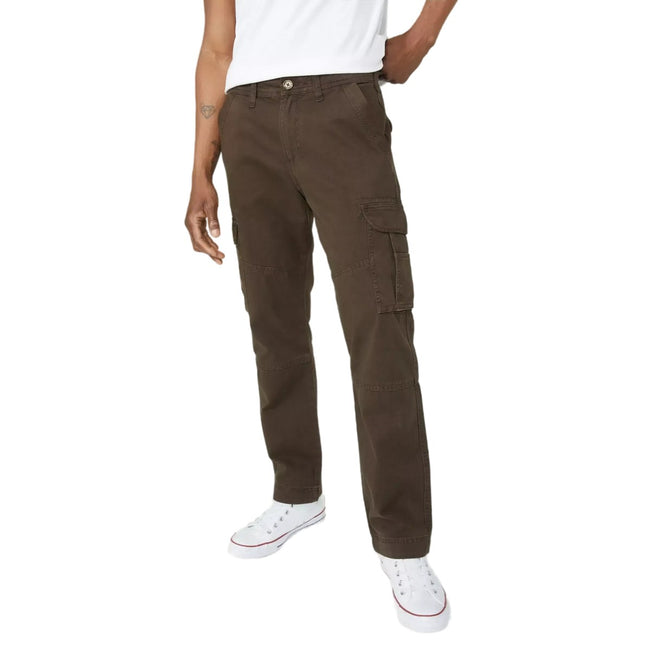 Dark Brown - Front - Mantaray Mens Plain Cargo Pants