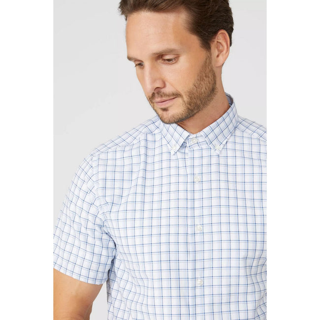 Blue - Side - Maine Mens Multi Graph Checked Shirt