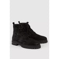 Black - Back - Mantaray Mens Premium Suede Lace Up Combat Boots