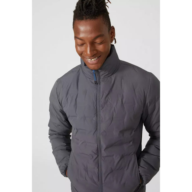 Dark Grey - Side - Mantaray Mens Hybrid Funnel Neck Padded Jacket