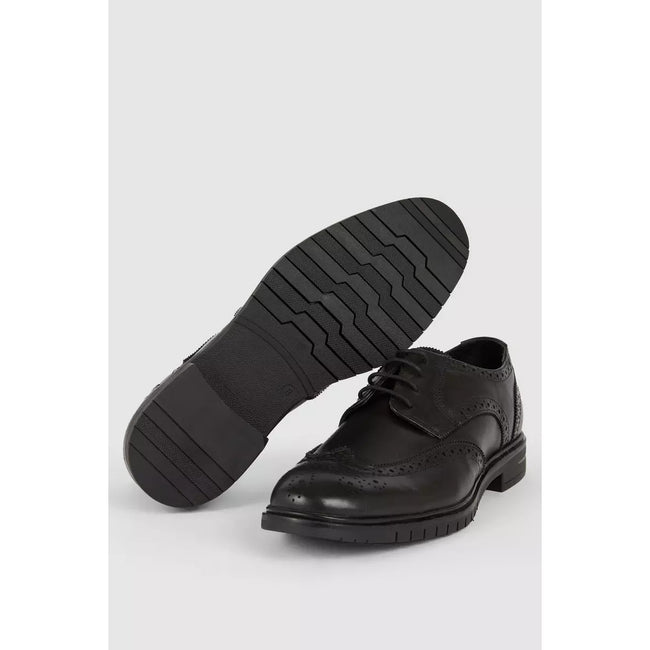 Black - Side - Debenhams Mens Airsoft Leather Wide Brogues