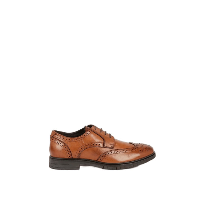 Tan - Front - Debenhams Mens Airsoft Leather Wide Brogues