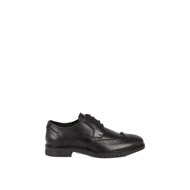 Black - Front - Debenhams Mens Airsoft Leather Wide Brogues