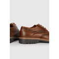 Tan - Back - Debenhams Mens Brent Leather Wing Tip Brogues