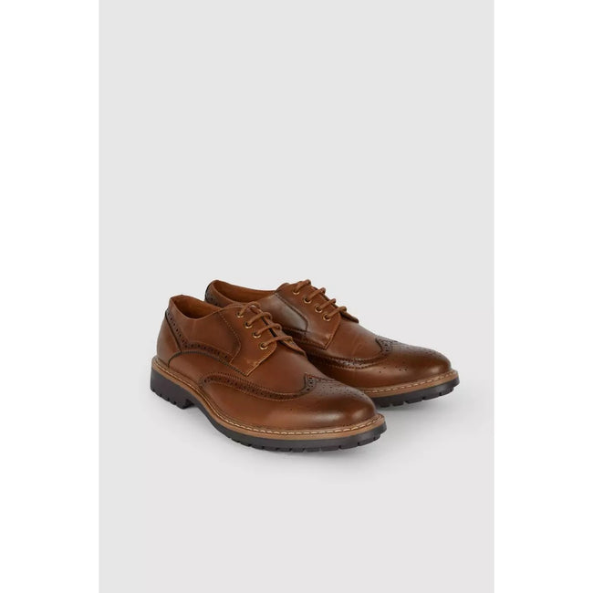 Tan - Lifestyle - Debenhams Mens Brent Leather Wing Tip Brogues