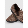 Brown - Side - Debenhams Mens Houndstooth Textile Slippers