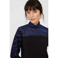 Navy - Side - Principles Womens-Ladies Devore Animal Print Long-Sleeved Top