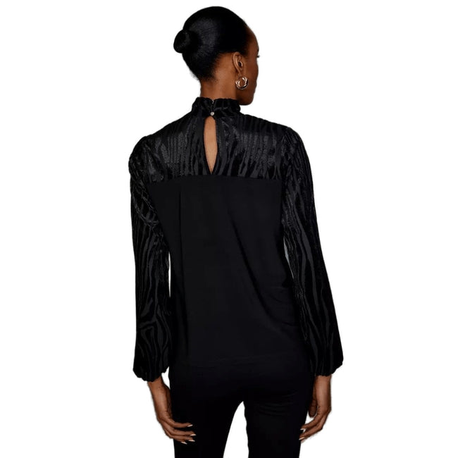 Black - Back - Principles Womens-Ladies Devore Animal Print Long-Sleeved Top