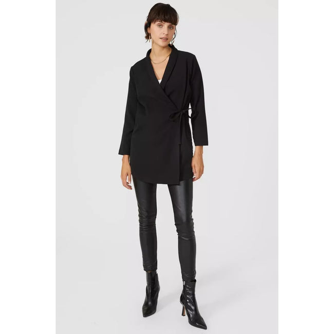 Black - Pack Shot - Principles Womens-Ladies Tie Wrap Blazer